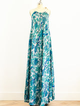 Bird Print Blue Sleeveless Caftan Dress arcadeshops.com