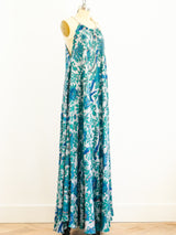 Bird Print Blue Sleeveless Caftan Dress arcadeshops.com