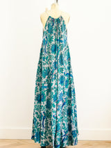 Bird Print Blue Sleeveless Caftan Dress arcadeshops.com