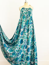 Bird Print Blue Sleeveless Caftan Dress arcadeshops.com