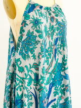 Bird Print Blue Sleeveless Caftan Dress arcadeshops.com