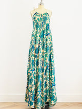 Bird Print Beige Sleeveless Caftan Dress arcadeshops.com