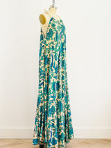 Bird Print Beige Sleeveless Caftan Dress arcadeshops.com