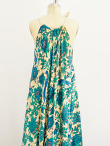 Bird Print Beige Sleeveless Caftan Dress arcadeshops.com