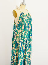 Bird Print Beige Sleeveless Caftan Dress arcadeshops.com