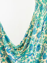 Bird Print Beige Sleeveless Caftan Dress arcadeshops.com