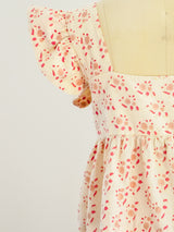 Beige Block Printed Ruffle Crop Top Top arcadeshops.com