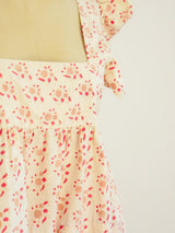 Beige Block Printed Ruffle Crop Top Top arcadeshops.com