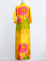 Thai Silk Waterlily Print Caftan Dress arcadeshops.com
