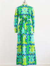 Lotus Printed Cotton Belted Caftan Dress arcadeshops.com
