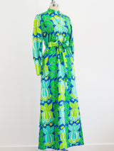 Lotus Printed Cotton Belted Caftan Dress arcadeshops.com