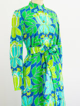 Lotus Printed Cotton Belted Caftan Dress arcadeshops.com