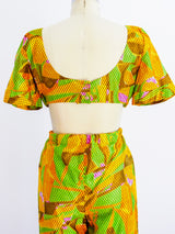 Saks Printed Crop Top Ensemble Two Piece arcadeshops.com