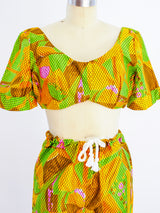 Saks Printed Crop Top Ensemble Two Piece arcadeshops.com