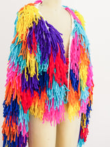 Custom Rainbow Yarn Crochet Jacket arcadeshops.com