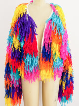 Custom Rainbow Yarn Crochet Jacket arcadeshops.com