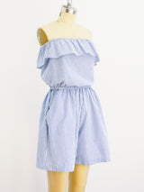 Seersucker Striped Playsuit Jumpsuit arcadeshops.com