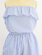 Seersucker Striped Playsuit Jumpsuit arcadeshops.com