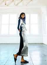 Estevez Sillver Sequin Column Dress Dress arcadeshops.com