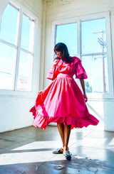 Yves Saint Laurent Taffeta Ruffled Peasant Dress Dress arcadeshops.com