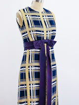 Morton Myles Blue Plaid Lurex Maxi Dress Dress arcadeshops.com