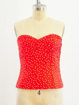 Mila Schon Polka Dot Silk Bustier Top arcadeshops.com