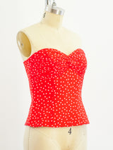 Mila Schon Polka Dot Silk Bustier Top arcadeshops.com