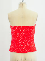 Mila Schon Polka Dot Silk Bustier Top arcadeshops.com
