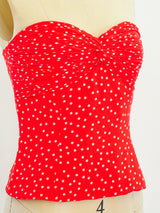 Mila Schon Polka Dot Silk Bustier Top arcadeshops.com