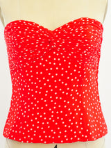 Mila Schon Polka Dot Silk Bustier Top arcadeshops.com