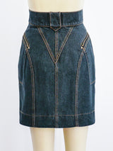 Alaia Black Denim Zip Around Skirt Skirt arcadeshops.com