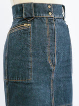 Alaia Black Denim Zip Around Skirt Skirt arcadeshops.com