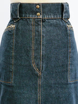 Alaia Black Denim Zip Around Skirt Skirt arcadeshops.com