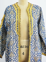 Blue Lurex Brocade Duster Jacket arcadeshops.com