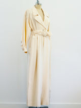 Ivory Raw Silk Belted Jumpsuit Jumpsuit arcadeshops.com