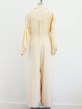 Ivory Raw Silk Belted Jumpsuit Jumpsuit arcadeshops.com