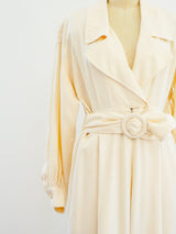 Ivory Raw Silk Belted Jumpsuit Jumpsuit arcadeshops.com