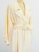 Ivory Raw Silk Belted Jumpsuit Jumpsuit arcadeshops.com