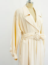 Ivory Raw Silk Belted Jumpsuit Jumpsuit arcadeshops.com