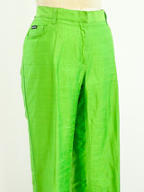 Dolce & Gabbana Kelly Green Silk Pants Bottom arcadeshops.com