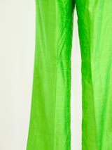 Dolce & Gabbana Kelly Green Silk Pants Bottom arcadeshops.com