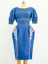 Sculptural Blue Linen Dress Dress arcadeshops.com