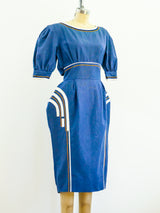 Sculptural Blue Linen Dress Dress arcadeshops.com