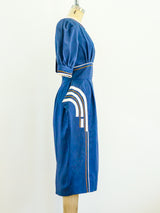 Sculptural Blue Linen Dress Dress arcadeshops.com