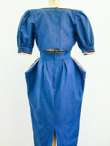 Sculptural Blue Linen Dress Dress arcadeshops.com