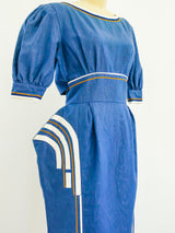 Sculptural Blue Linen Dress Dress arcadeshops.com