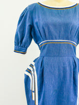 Sculptural Blue Linen Dress Dress arcadeshops.com