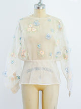 Floral Embellished Sheer Top Top arcadeshops.com
