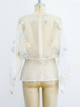 Floral Embellished Sheer Top Top arcadeshops.com