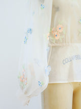 Floral Embellished Sheer Top Top arcadeshops.com